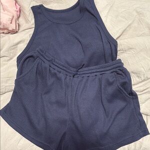 Navy Blue Tank and Shorts Set